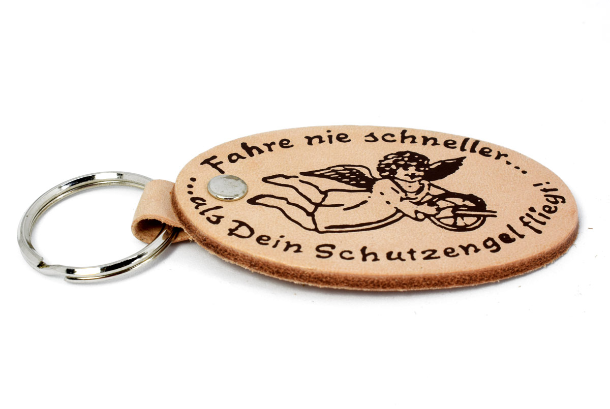 Schlüsselanhänger aus Leder - Schutzengel
