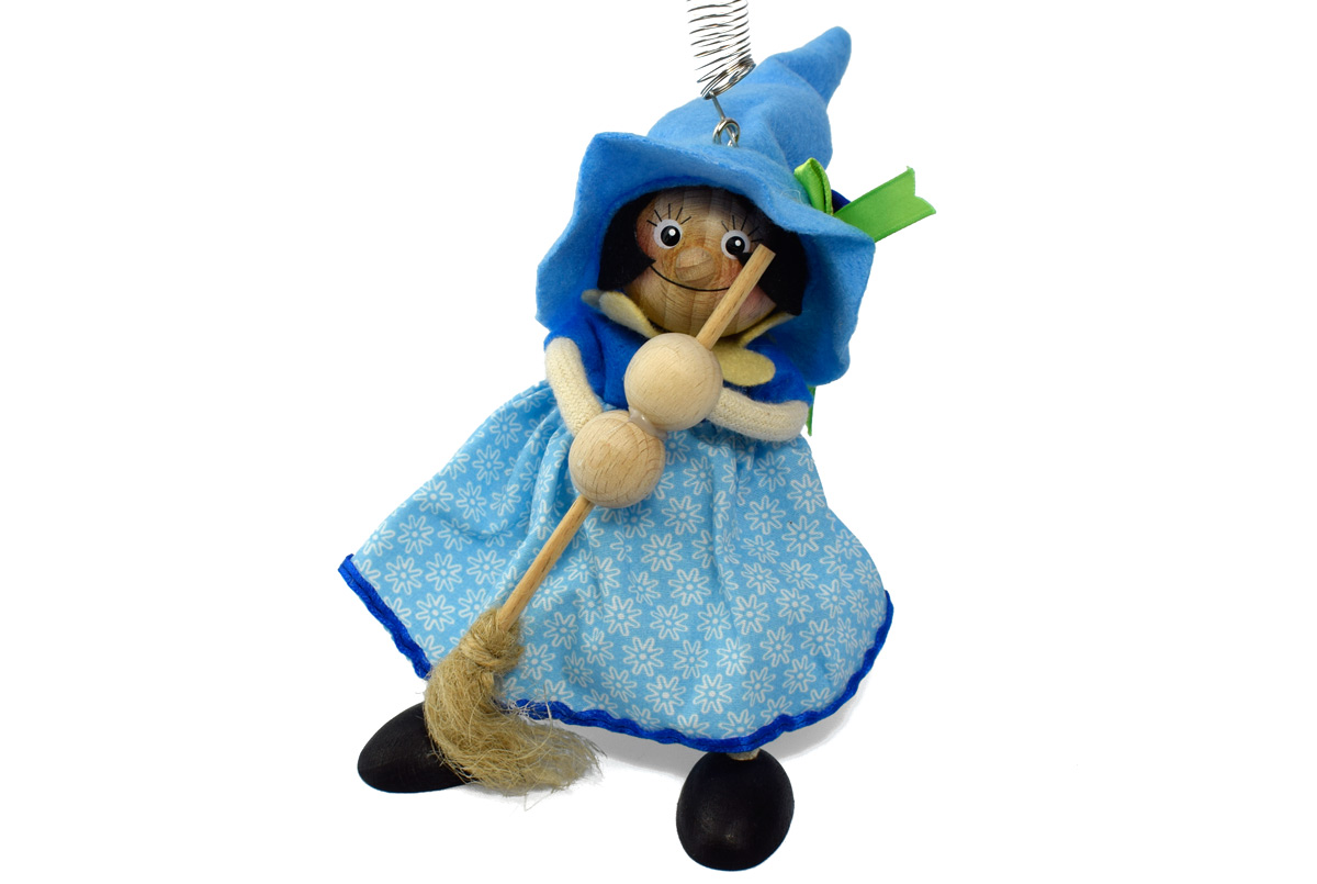 Schwingfigur - Hexe mit Hut, blau