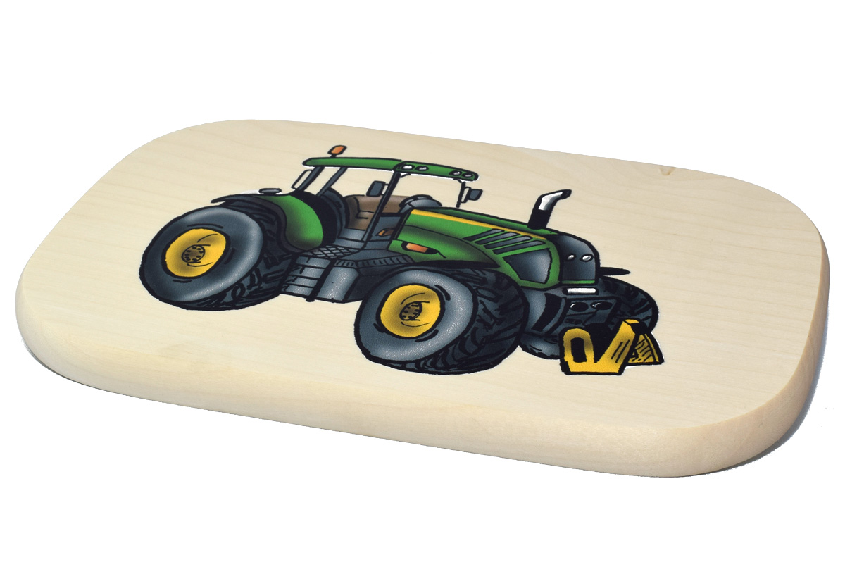 Brotzeitbrett Motiv "Traktor grün"