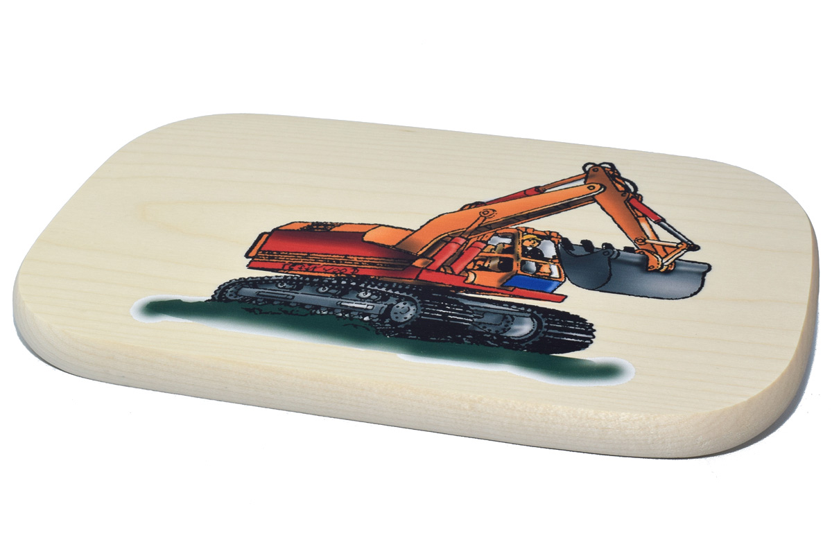 Brotzeitbrett Motiv "Bagger"