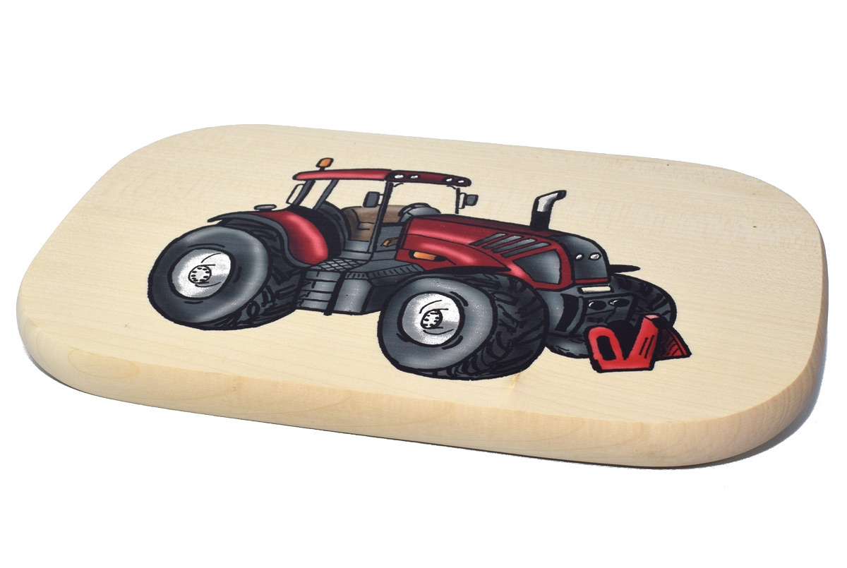 Brotzeitbrett Motiv "Traktor rot"