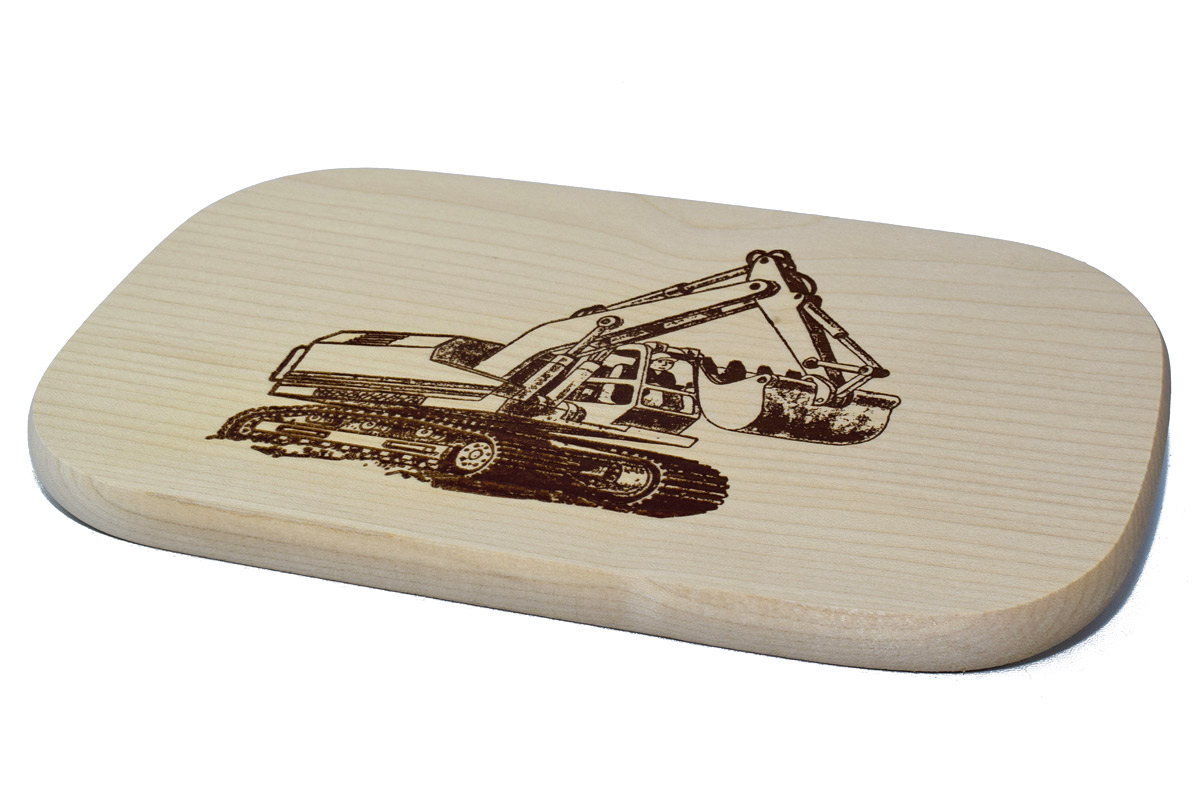 Brotzeitbrett Motiv "Bagger"