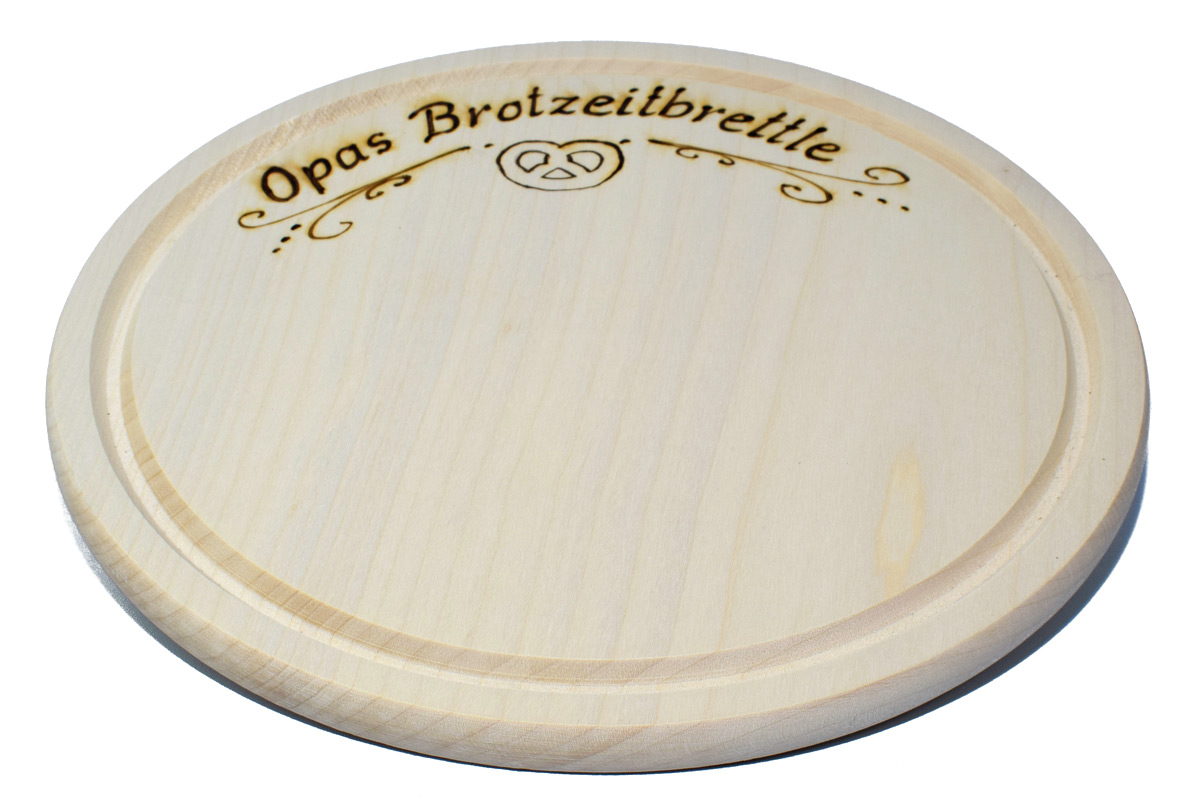 Brotzeitbrett - rund mit Spruch