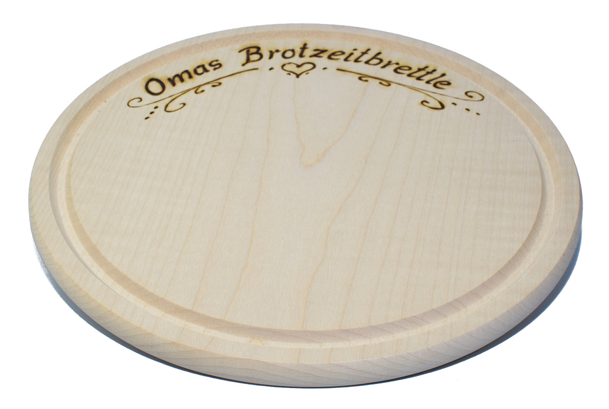 Brotzeitbrett - rund mit Spruch
