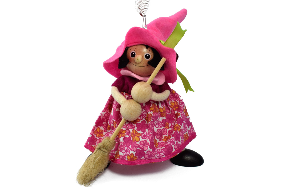 Schwingfigur - Hexe mit Hut, rosa